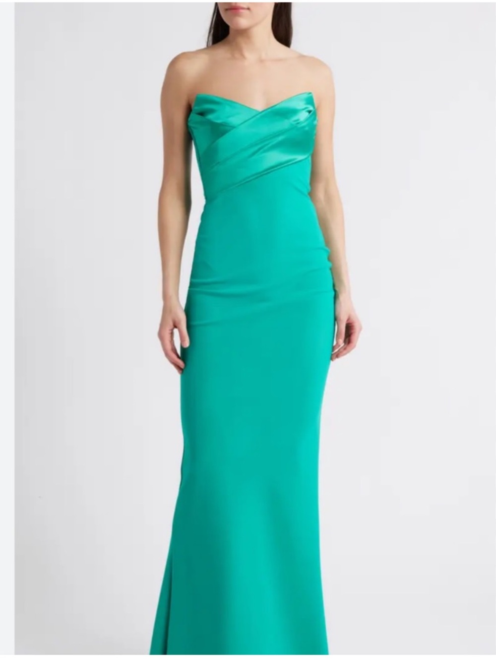 Chiara Boni Strapless Teal Evening Gown